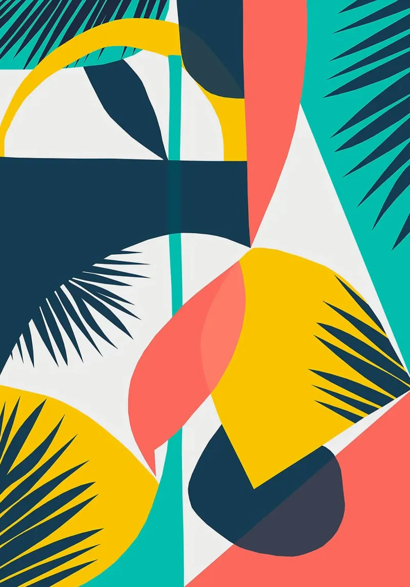 forme geometriche foglie foglie di palma poster con telaio in plastica da Patrick M Gerber