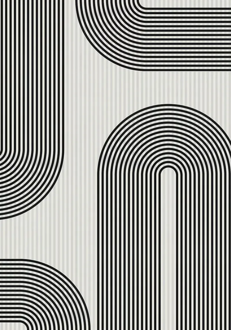 geometric pattern black white circles canvas with Floater frame by Patrick M Gerber