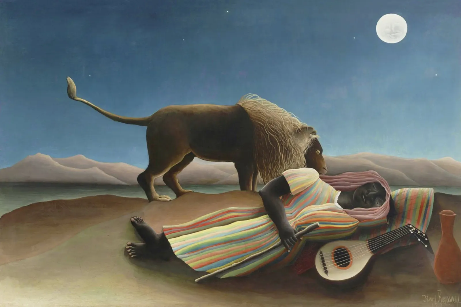 La zingara addormentata di Henri Rousseau (1897) poster con telaio in plastica da Chérie Prints