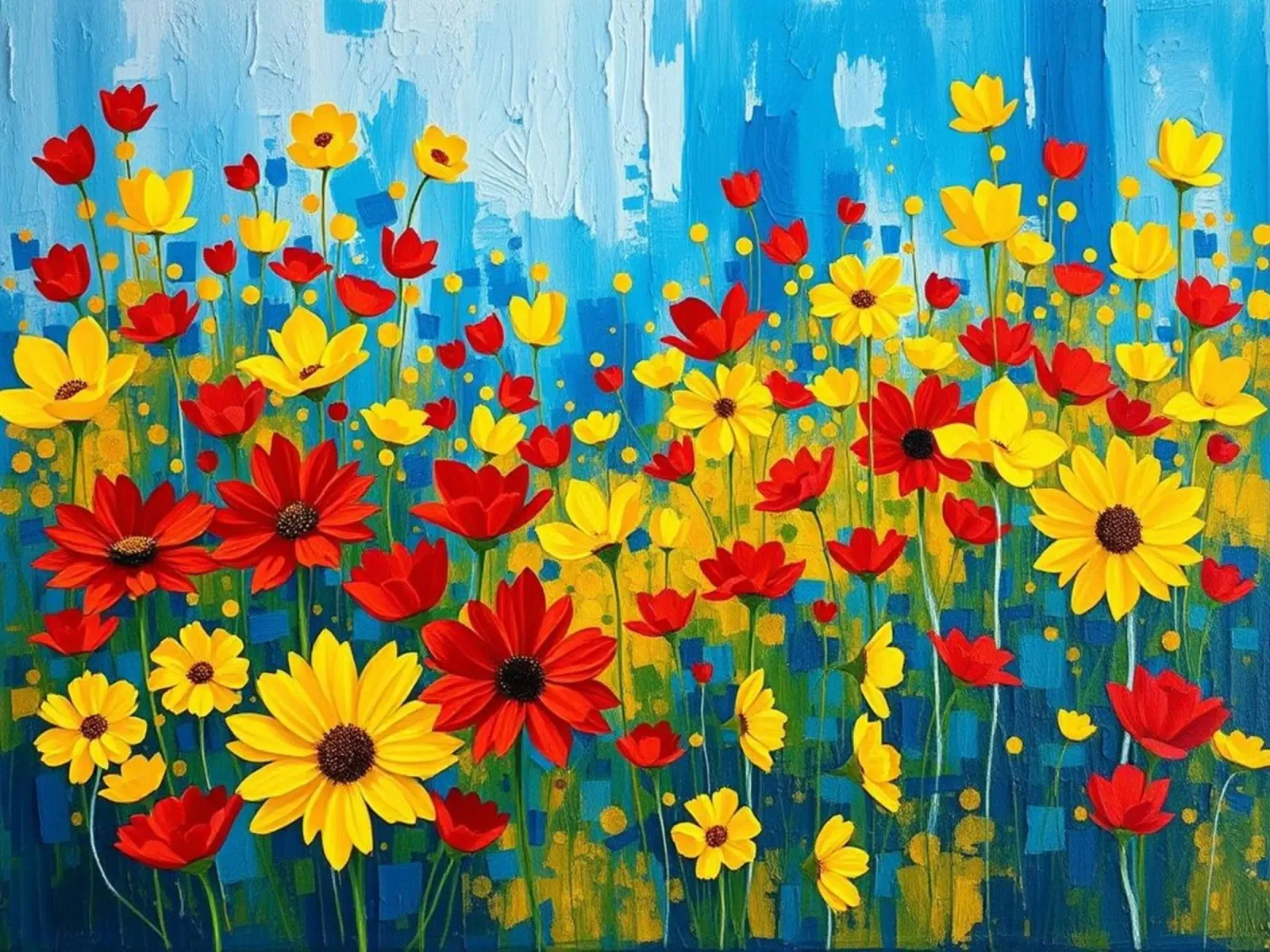 Un'esplosione di colori e texture poster con telaio in alluminio da Artistic-shop
