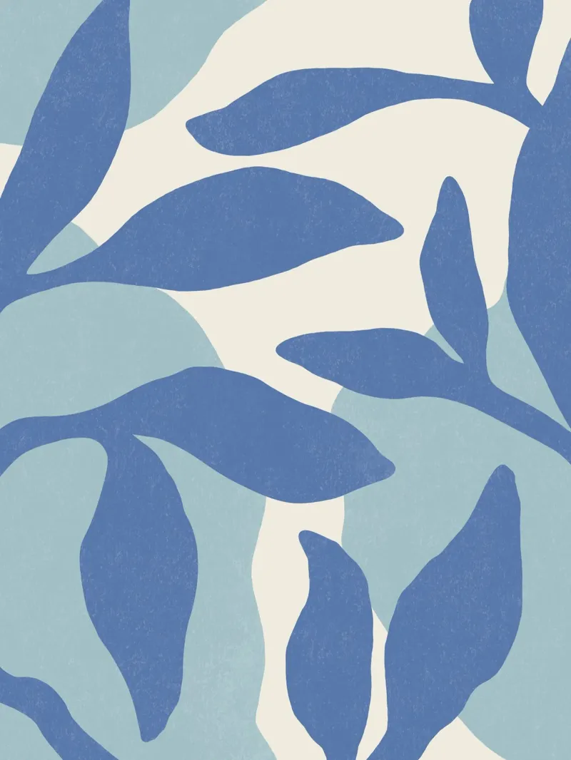 Astratto botanico - Blu poster con telaio in alluminio da MoonlightPrint