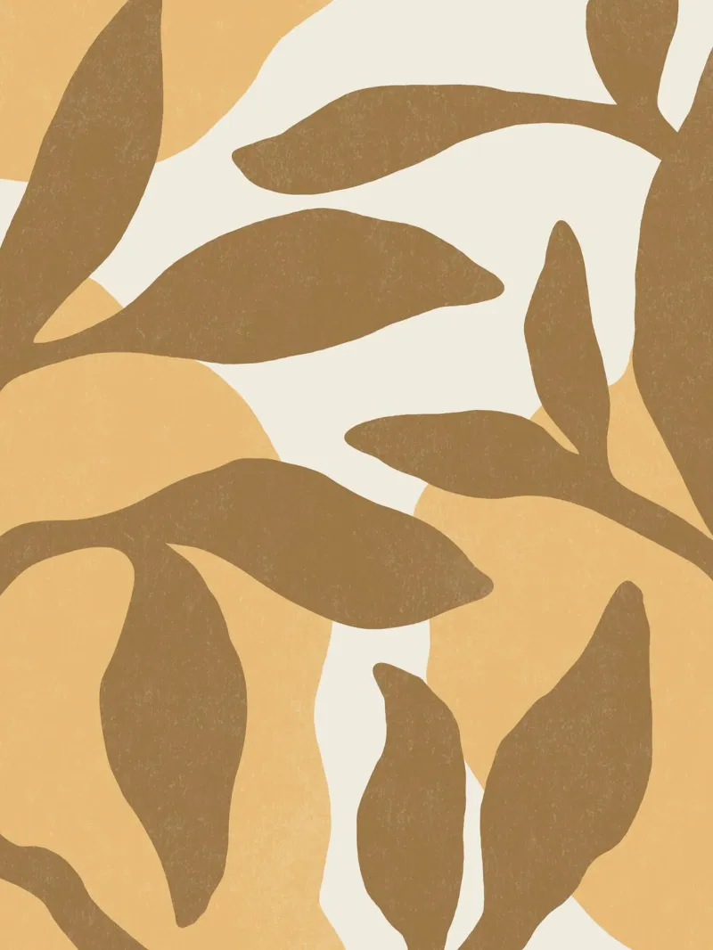 Astratto botanico - Marrone oro poster con telaio in alluminio da MoonlightPrint