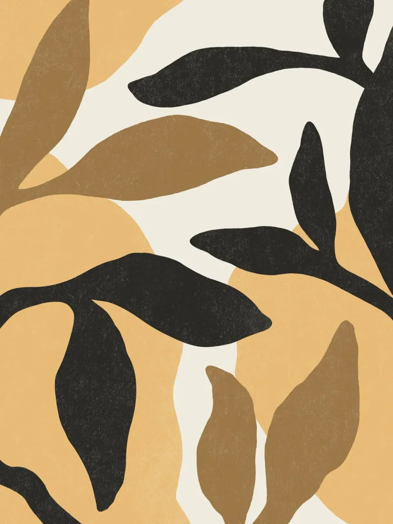 Astratto botanico - Marrone nero poster con telaio in legno da MoonlightPrint