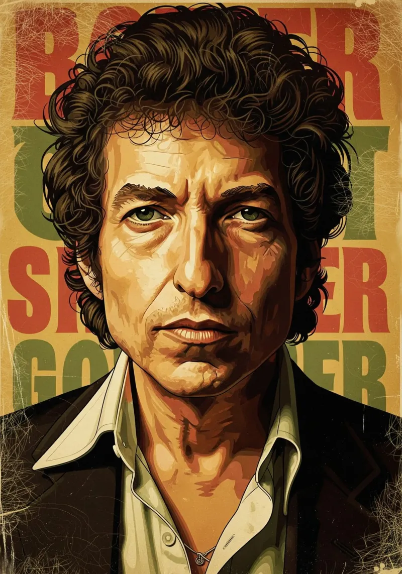 Bob Dylan d'epoca poster con telaio in plastica da Lembayung art
