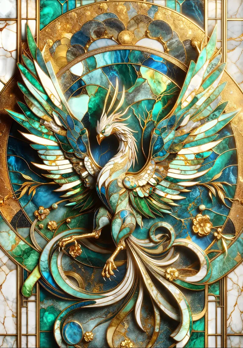 Abstract Phoenix Kintsugi poster da Pixaverse