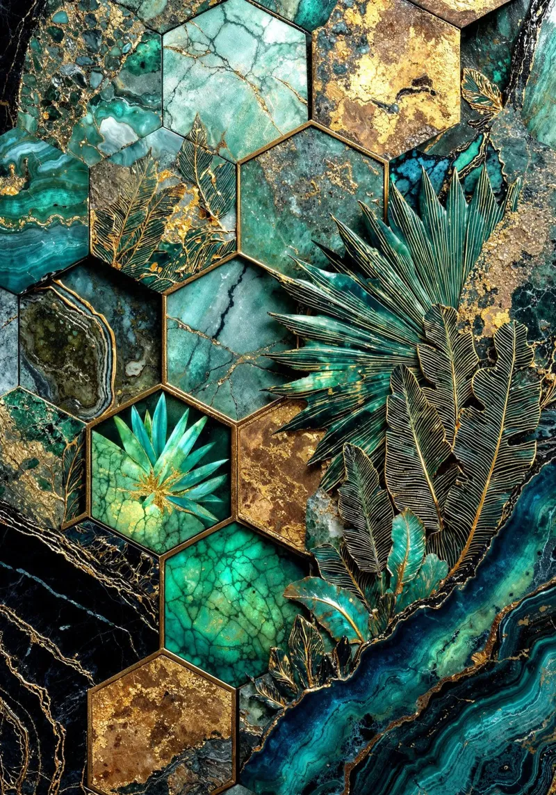 Sechseckige Harmonie Kintsugi Kunst Poster von Pixaverse
