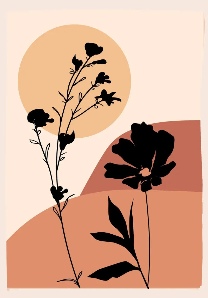 Botanici del tramonto poster con telaio in legno da LeaDArt