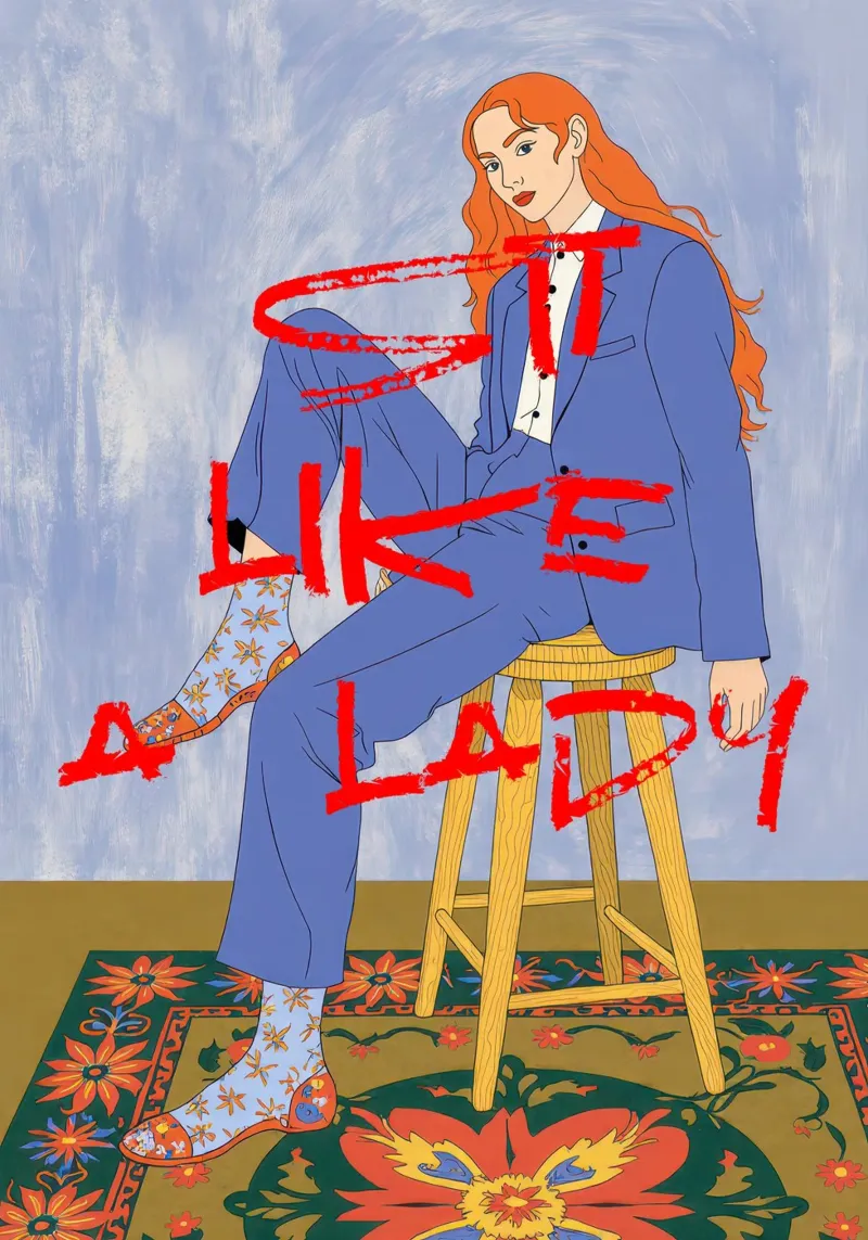 Sit Like a Lady Empowering Illustration poster con telaio in plastica da Attaboy Dsgn