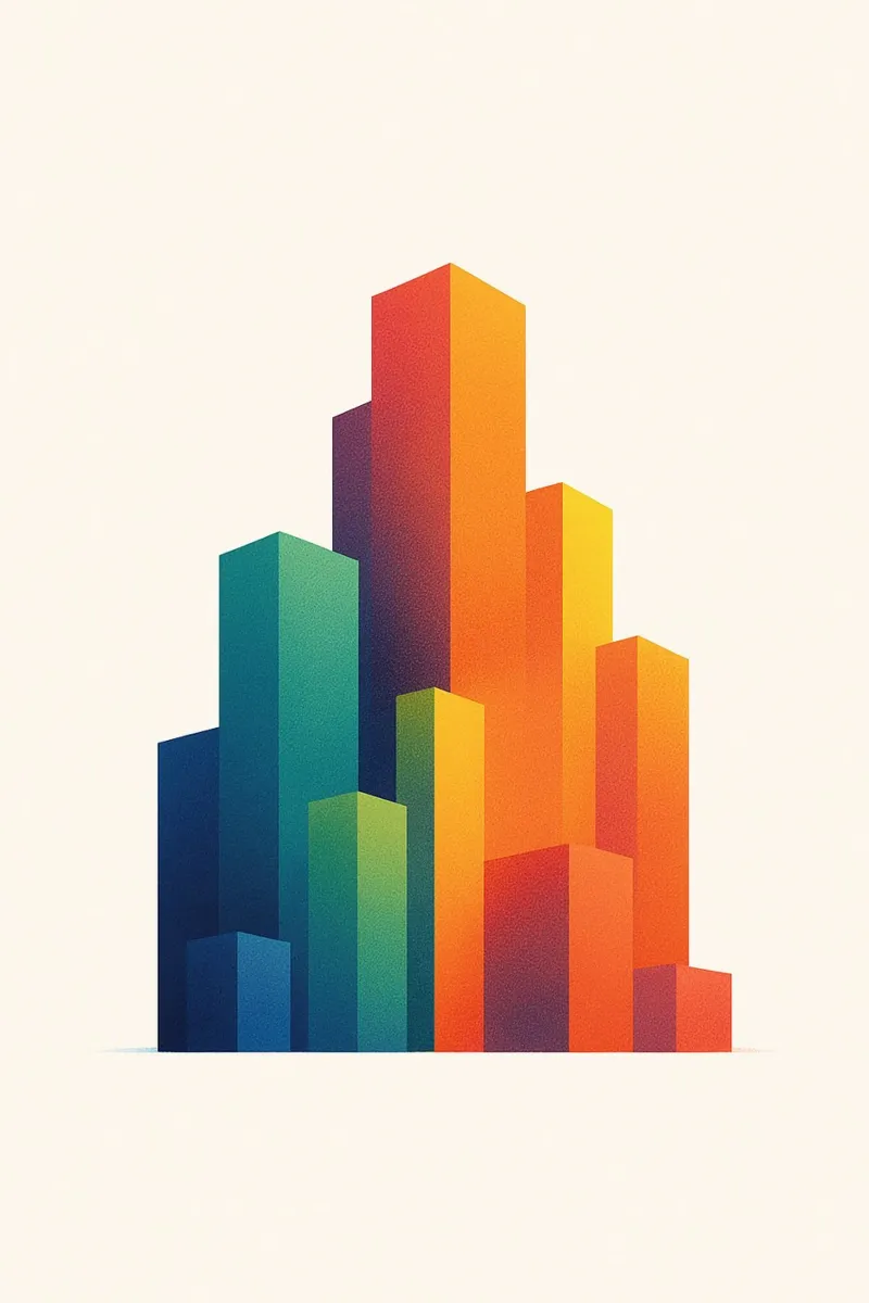 Gratte-Ciel Arc-en-Ciel - Poster di design poster con telaio in plastica da JETLAG | affiches voyage