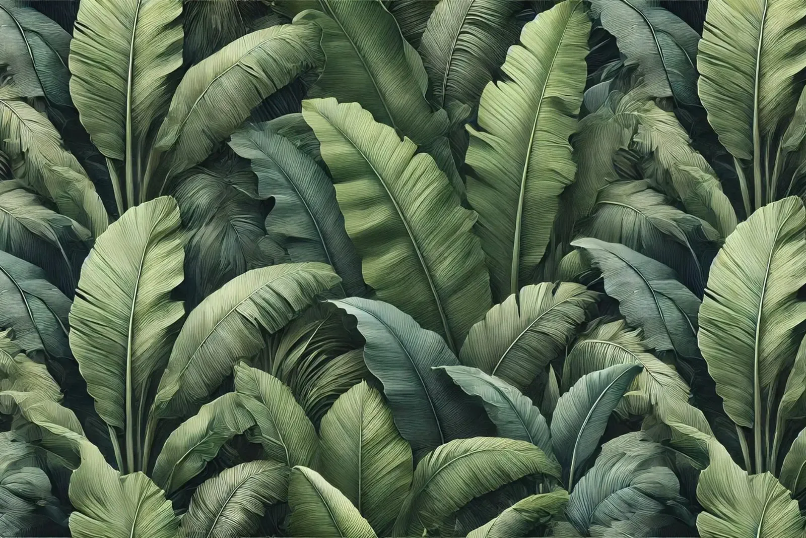 Essenza di foglie di banana poster con telaio in legno da Chromatic Fusion Studio