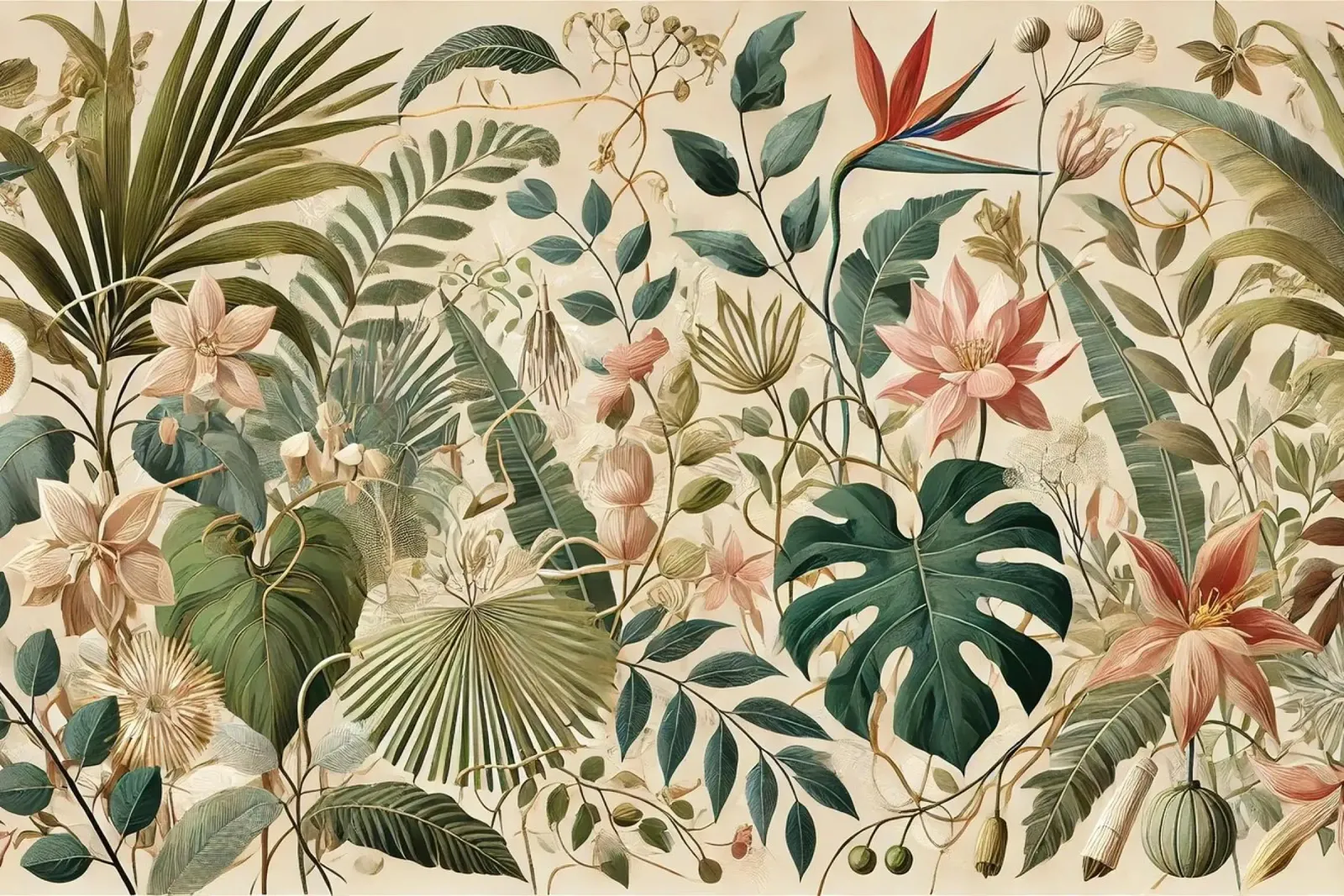 Collage botanico poster con telaio in plastica da Chromatic Fusion Studio