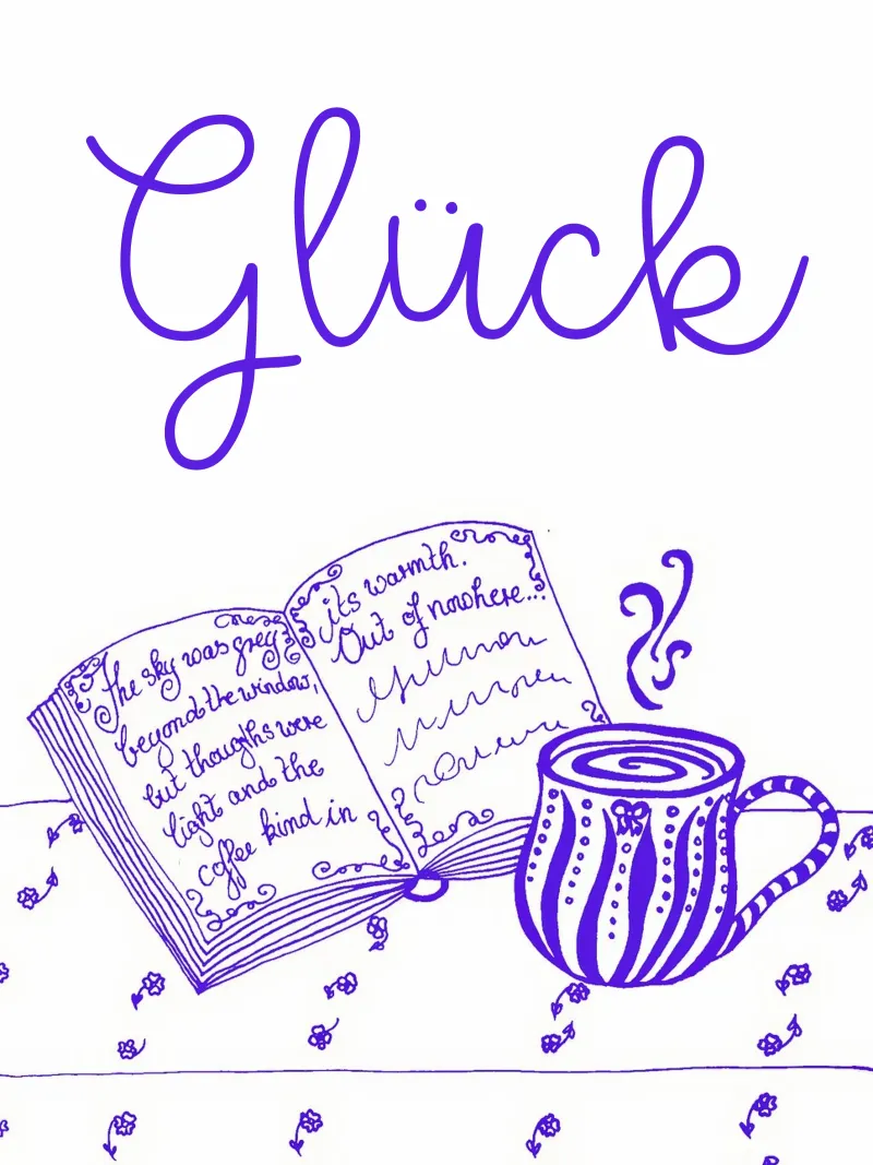 Felicità - libro e tazza blu poster da PaperLine Art