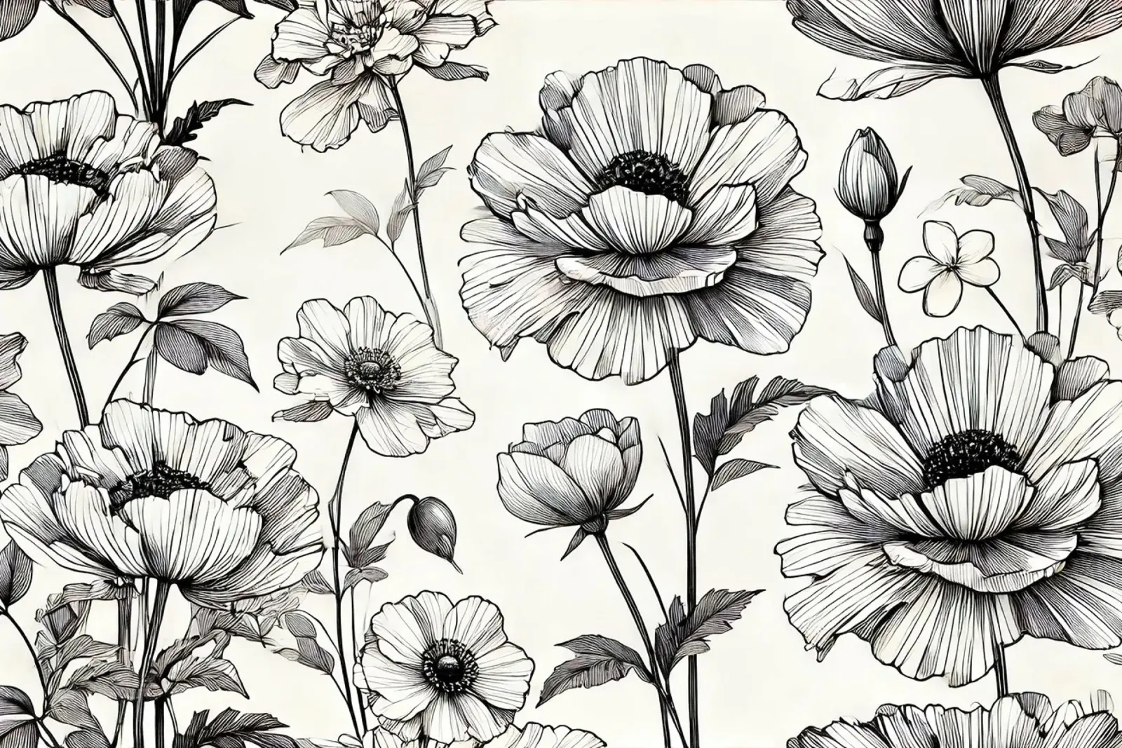 Ensemble di linee floreali poster con telaio in plastica da Chromatic Fusion Studio