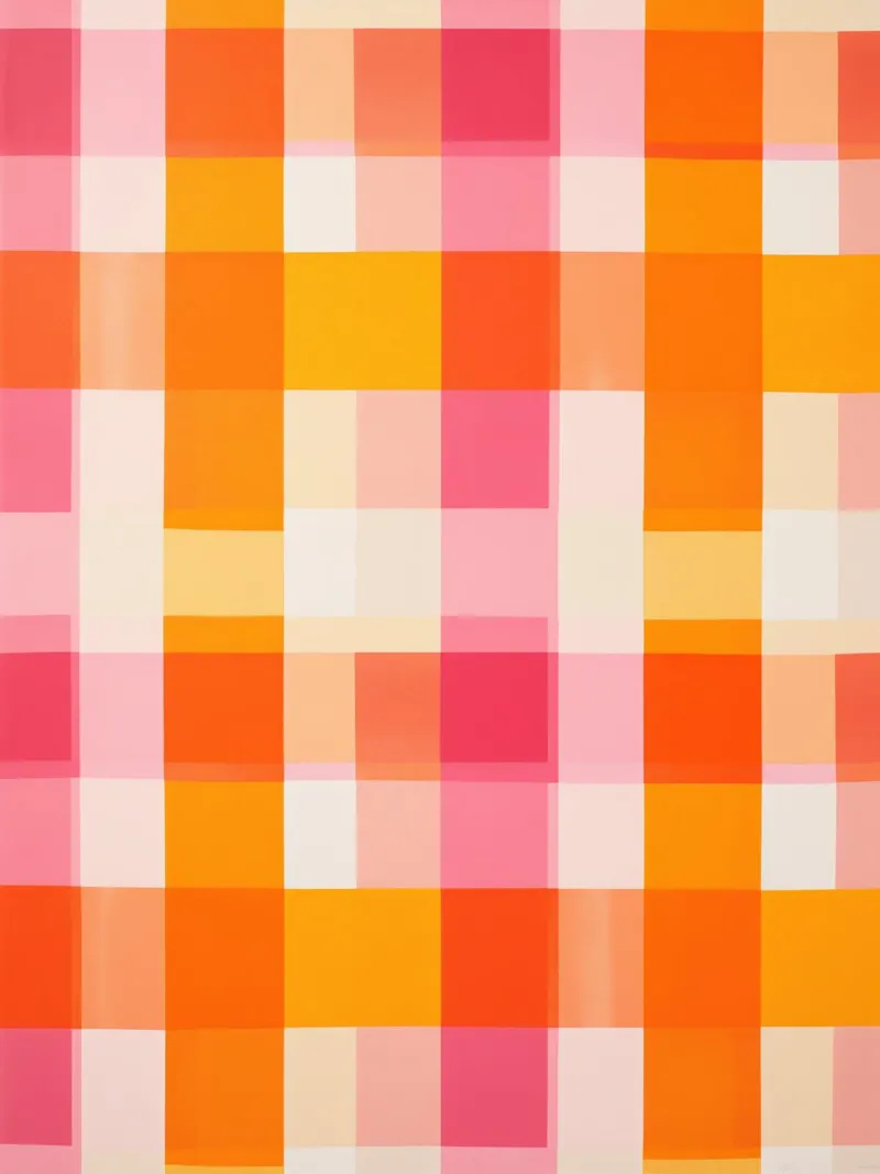 Vichy check from sunbeams | Abstract digital art canvas with Floater frame by Autofocus