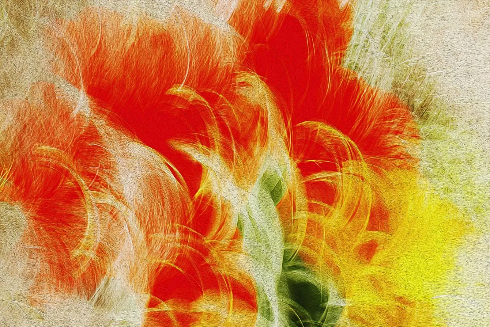Loops floreali - Stampa astratta a colori in movimento poster con telaio in alluminio da jay