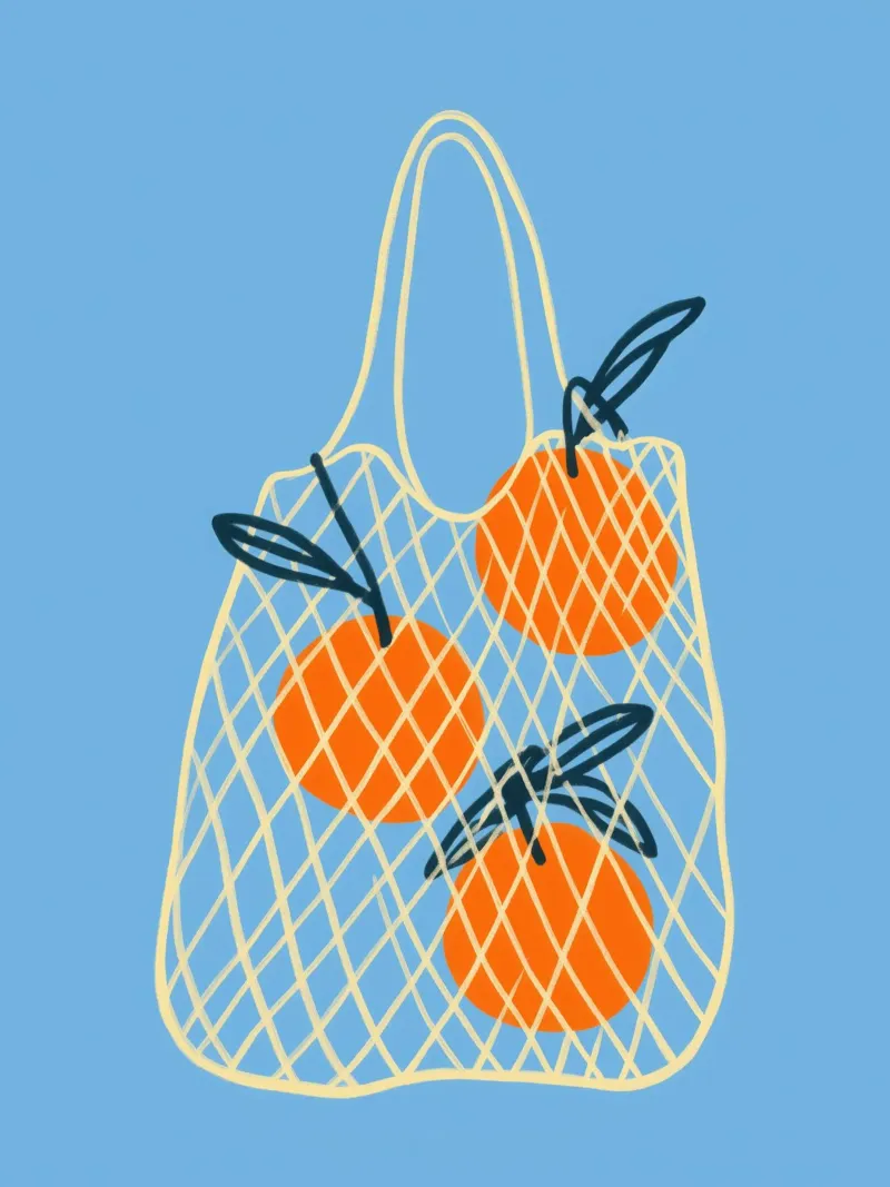 3 Oranges in the net | Summery lightness for the kitchen canvas with Floater frame by Autofocus