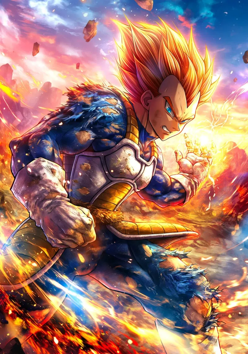 Super Saiyan Vegeta Dragon Ball DBZ poster con telaio in plastica da Fleur de Lys