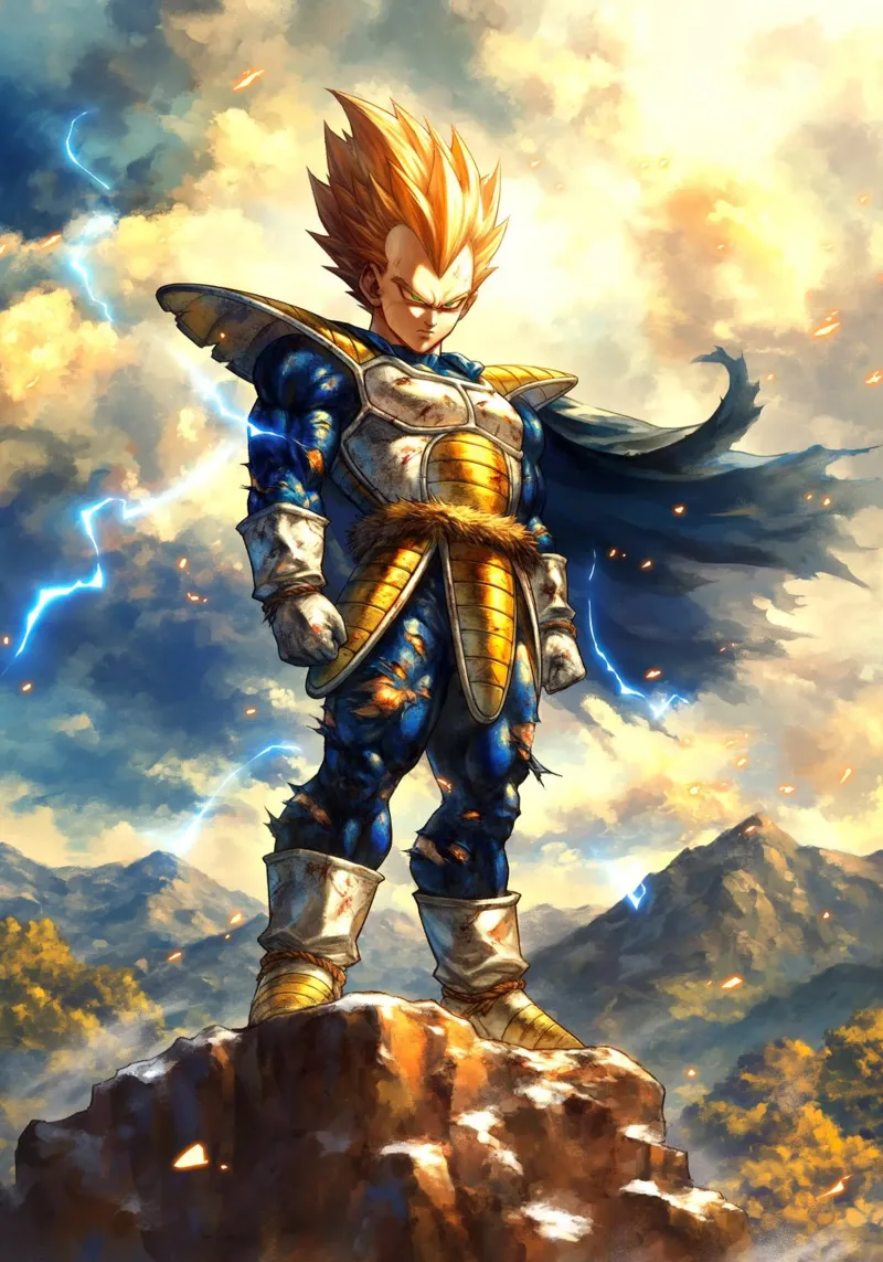Vegeta Drakenbal canvas met Baklijst van Fleur de Lys