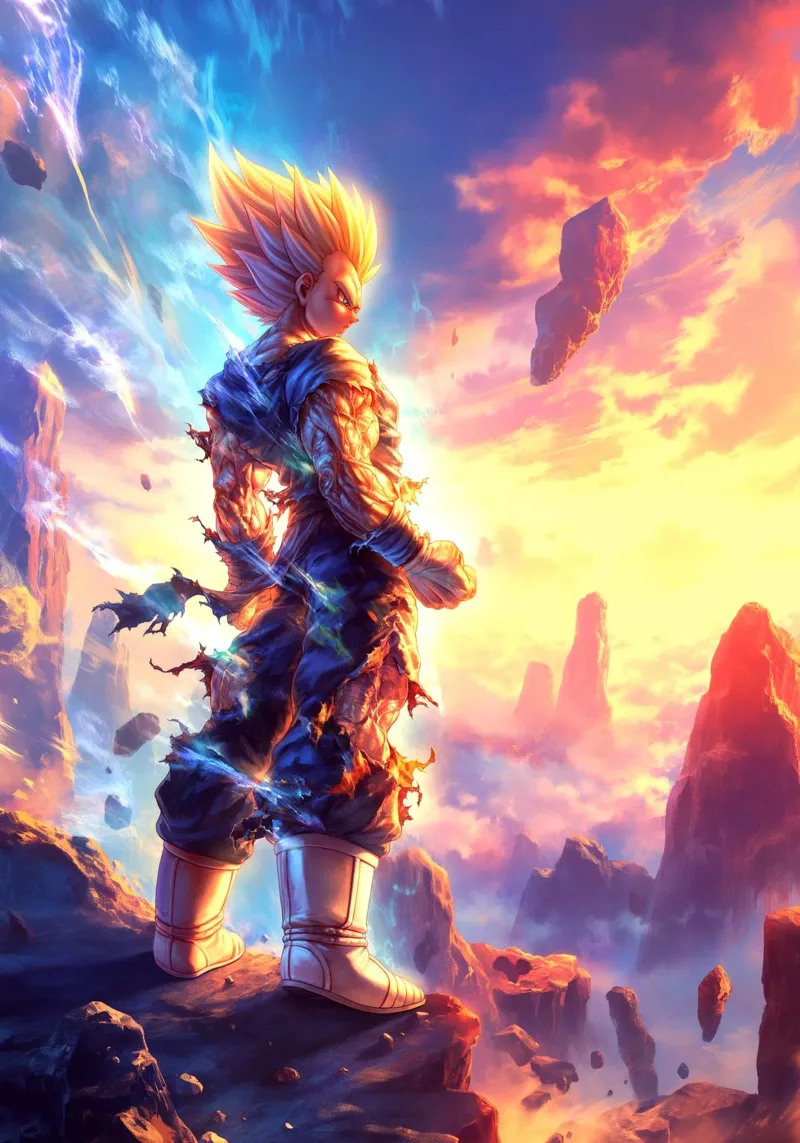 Super Saiyan Vegeta Dragon Ball DBZ poster con telaio in legno da Fleur de Lys