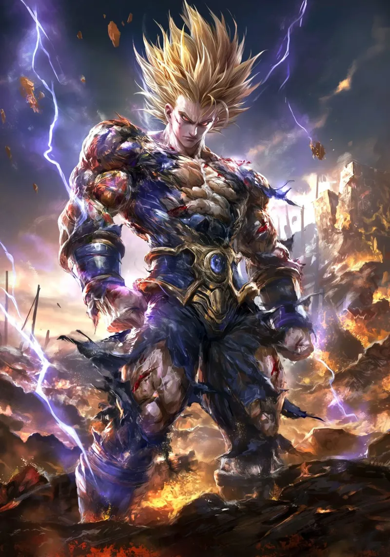 Principe Super Sayan Vegeta Dragon Ball DBZ tela con Cornice a cassetta da Stellar Creative