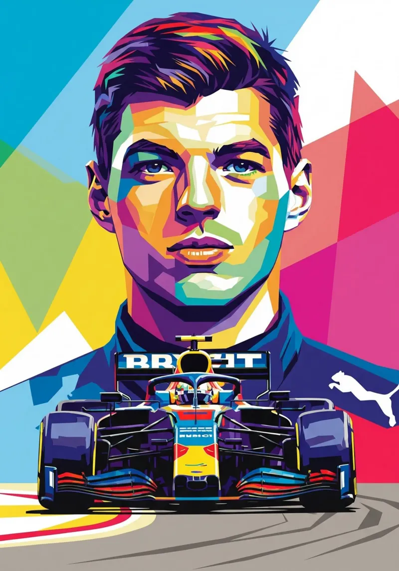 Max Verstappen - Formula Uno poster con telaio in alluminio da Hantamrata