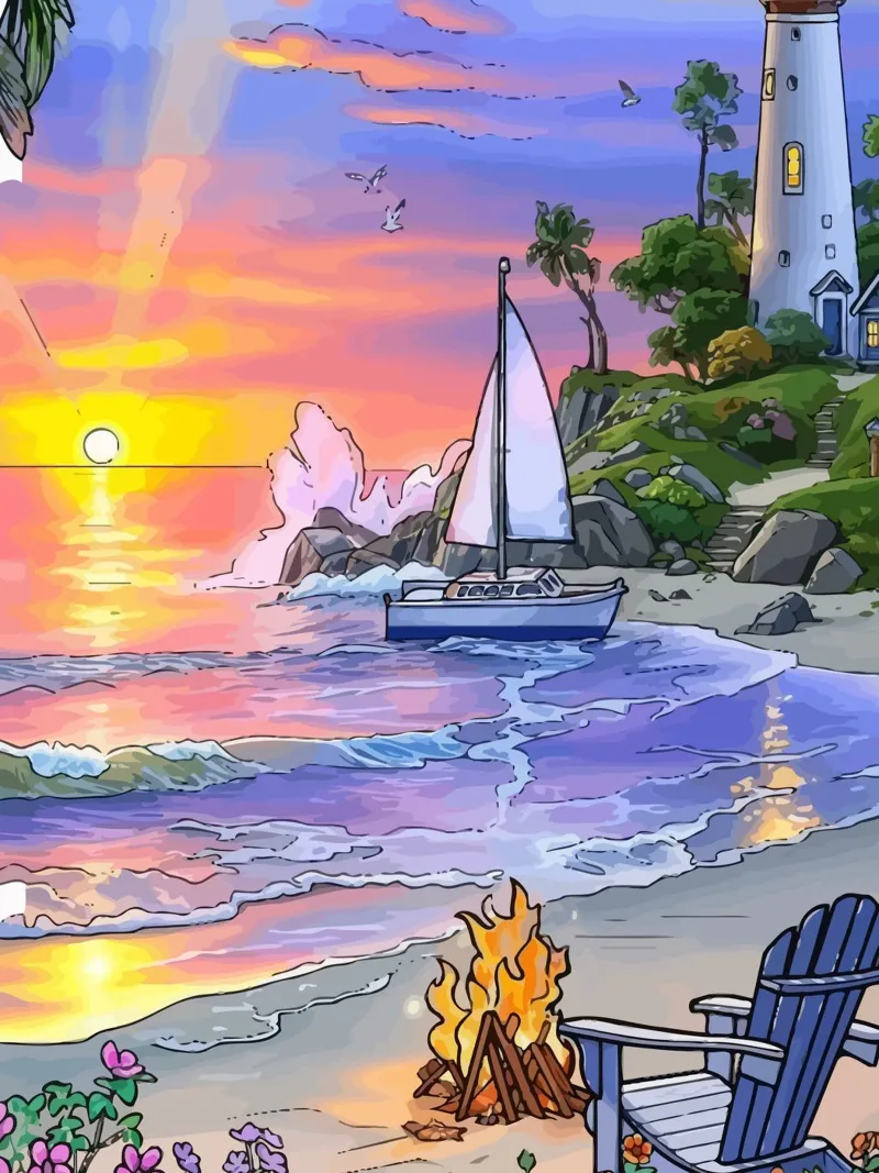 sunset on the beach poster con telaio in legno da Dumery Art