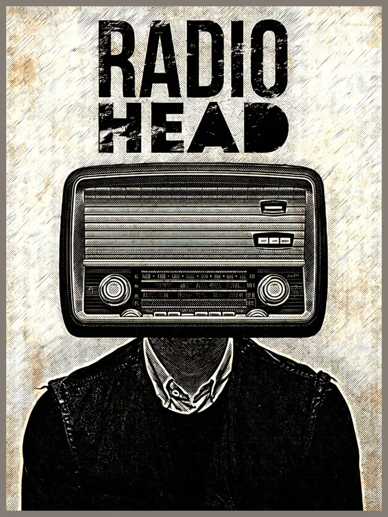 tuta radio testa persona tela con Cornice a cassetta da Christine N Shay