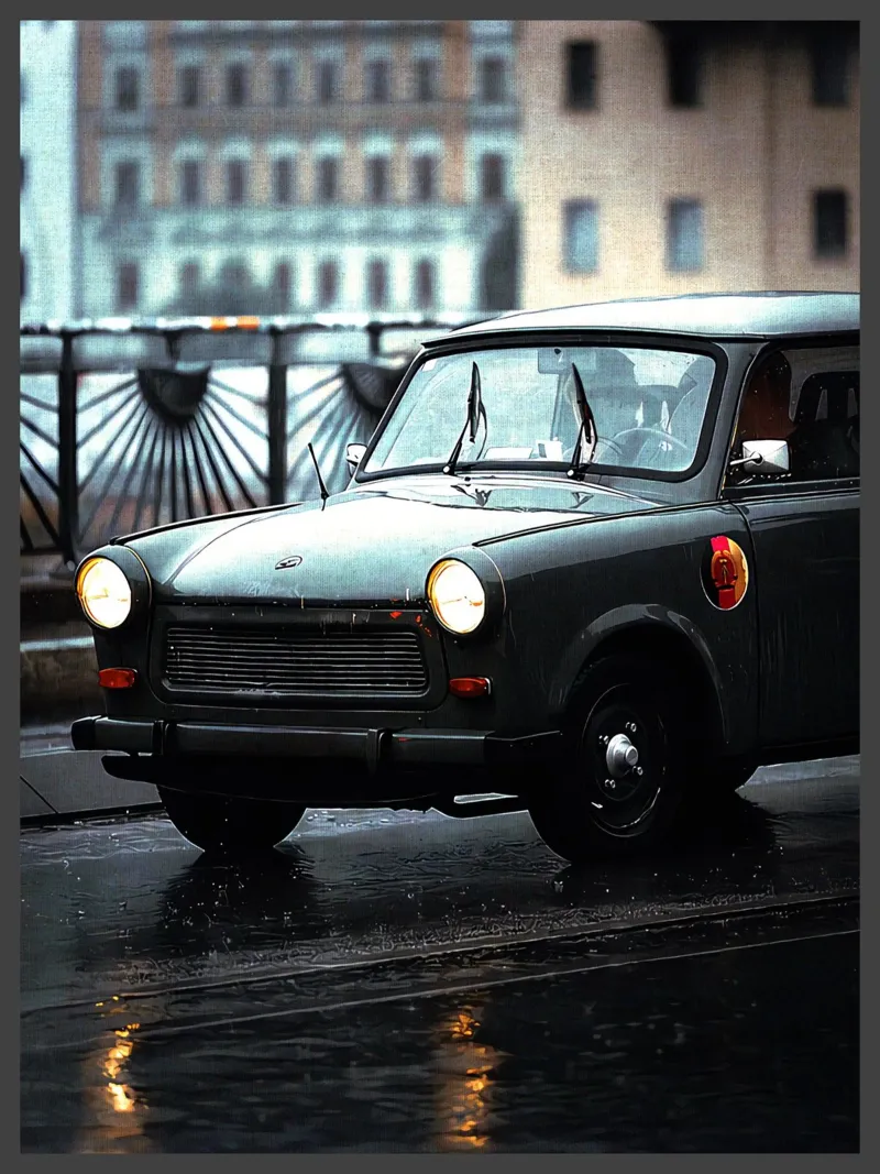 auto ringhiera ponte lanterna riflessione fari poster con telaio in alluminio da Christine N Shay