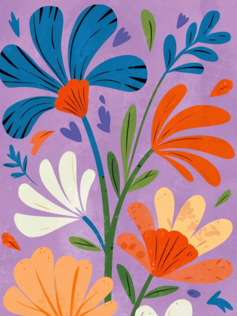 Fantasia floreale viola poster con telaio in legno da Nova Glaze