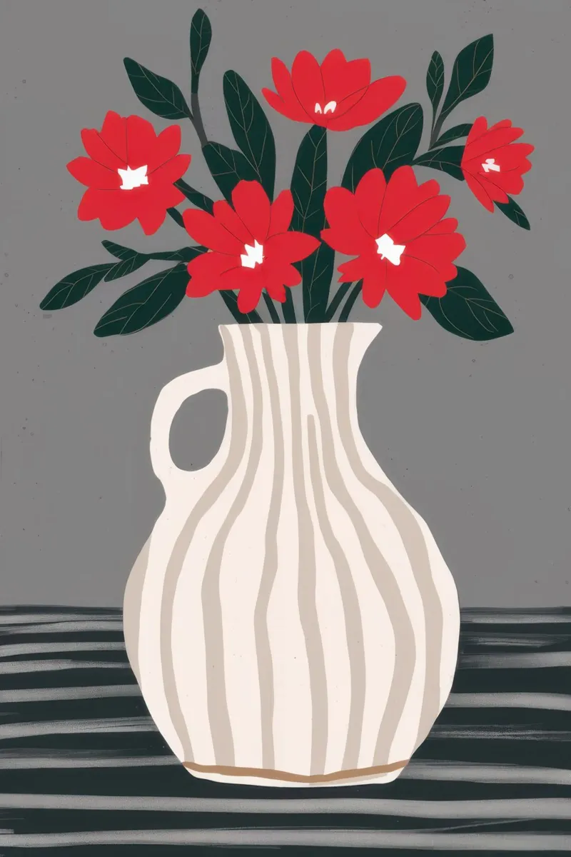 Vaso Crimson Bloom poster con telaio in alluminio da Snow Mist
