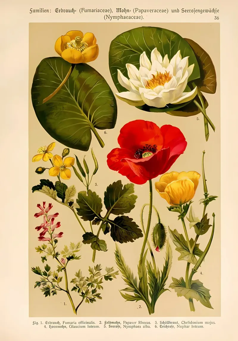 identificazione dei fiori etichettati poster con telaio in legno da Amber Hughes