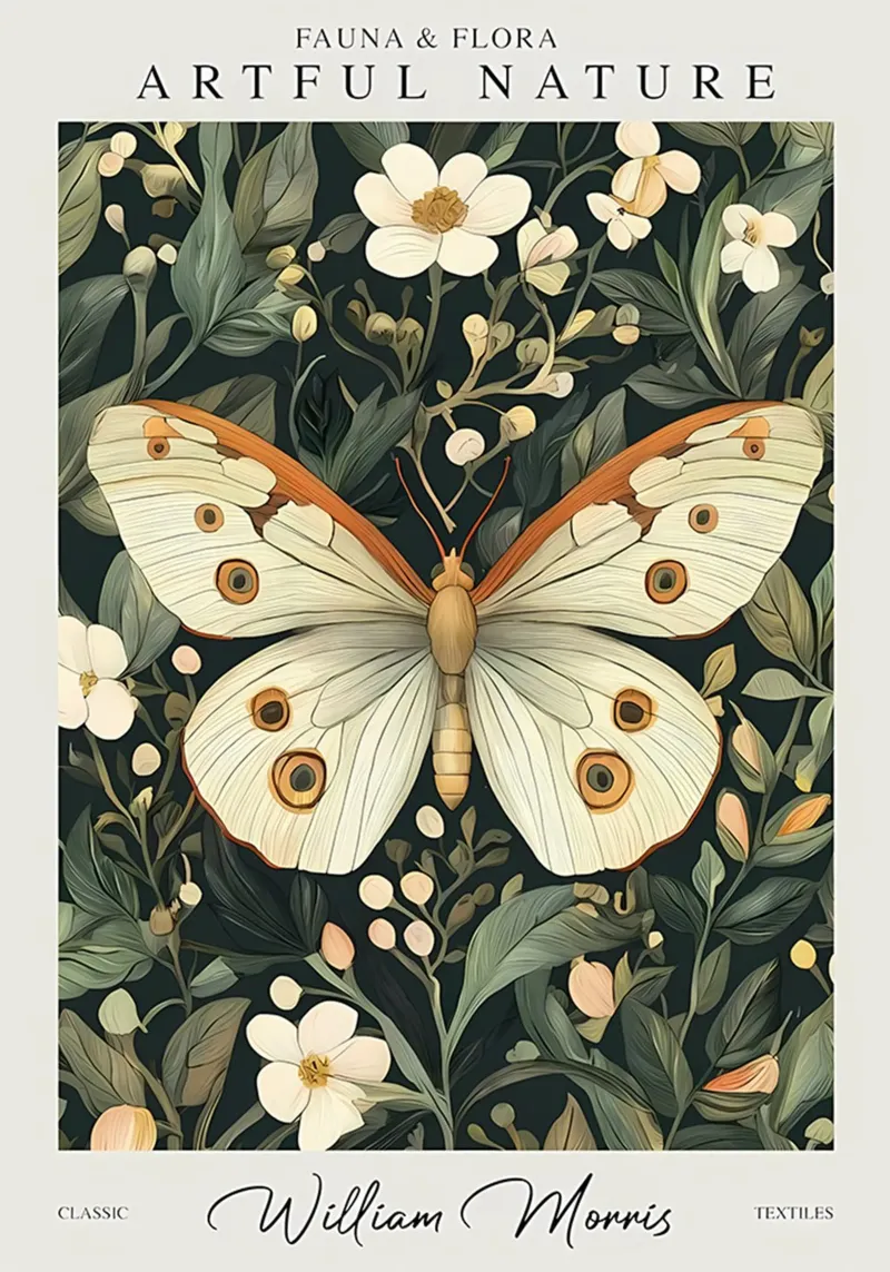 vlinder natuurtuin canvas met Baklijst van Amber Hughes