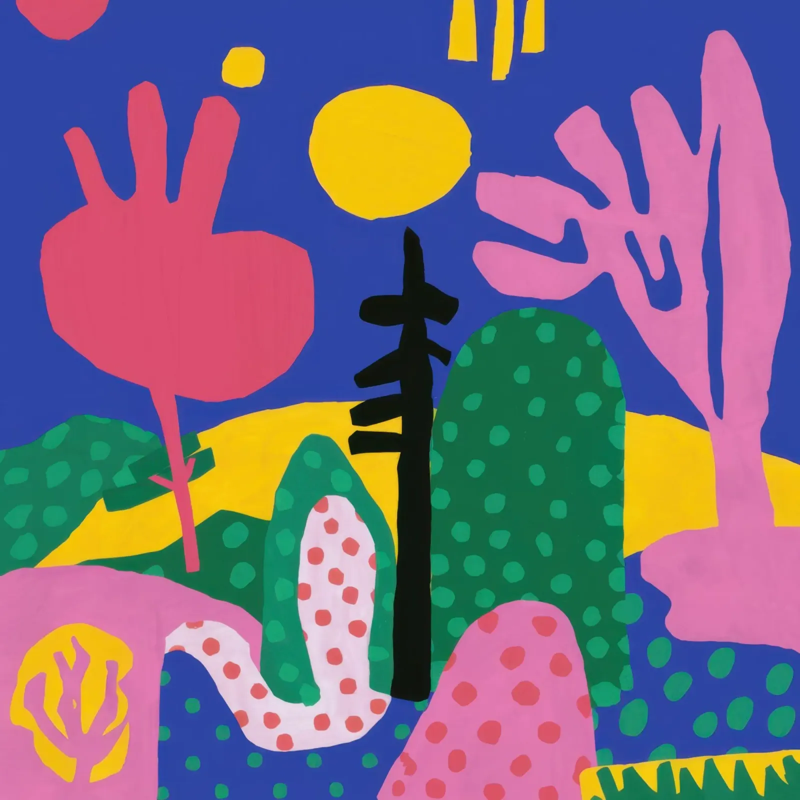 Paesaggio dalle forme giocose poster con telaio in alluminio da Scaller Stars