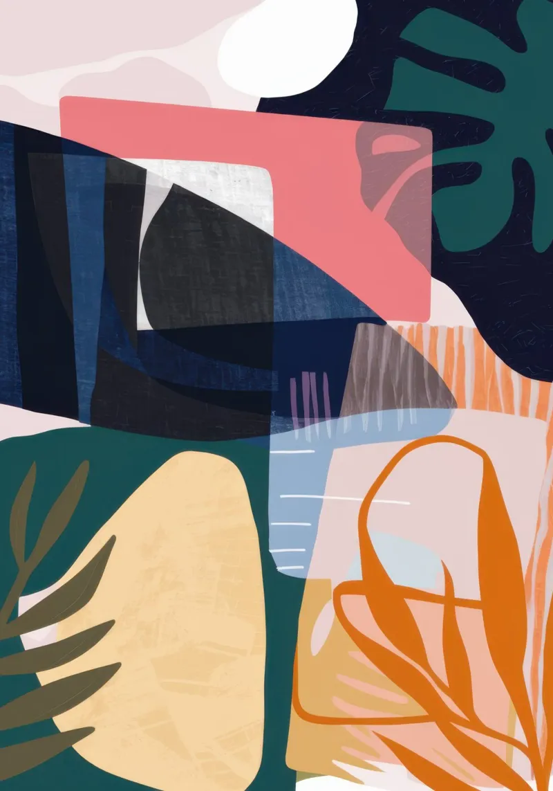 Abstracte handtasvormen canvas met Baklijst van Nova Glaze