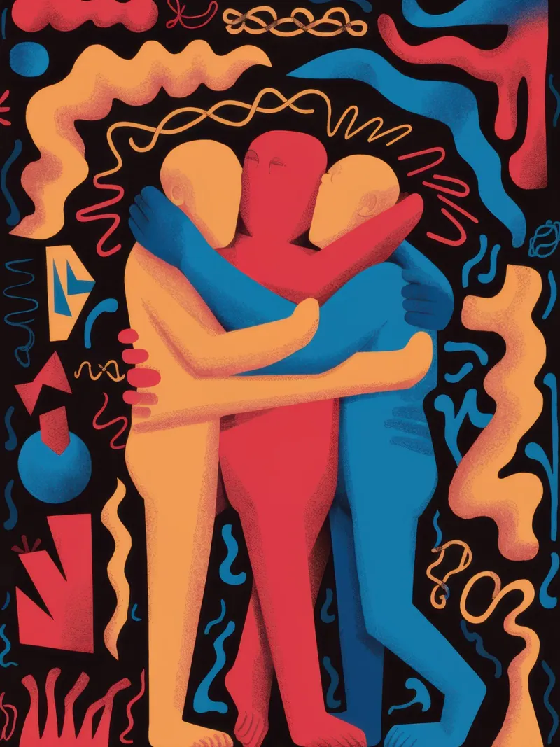 Abbraccio d'amore cromatico poster con telaio in plastica da Scaller Stars