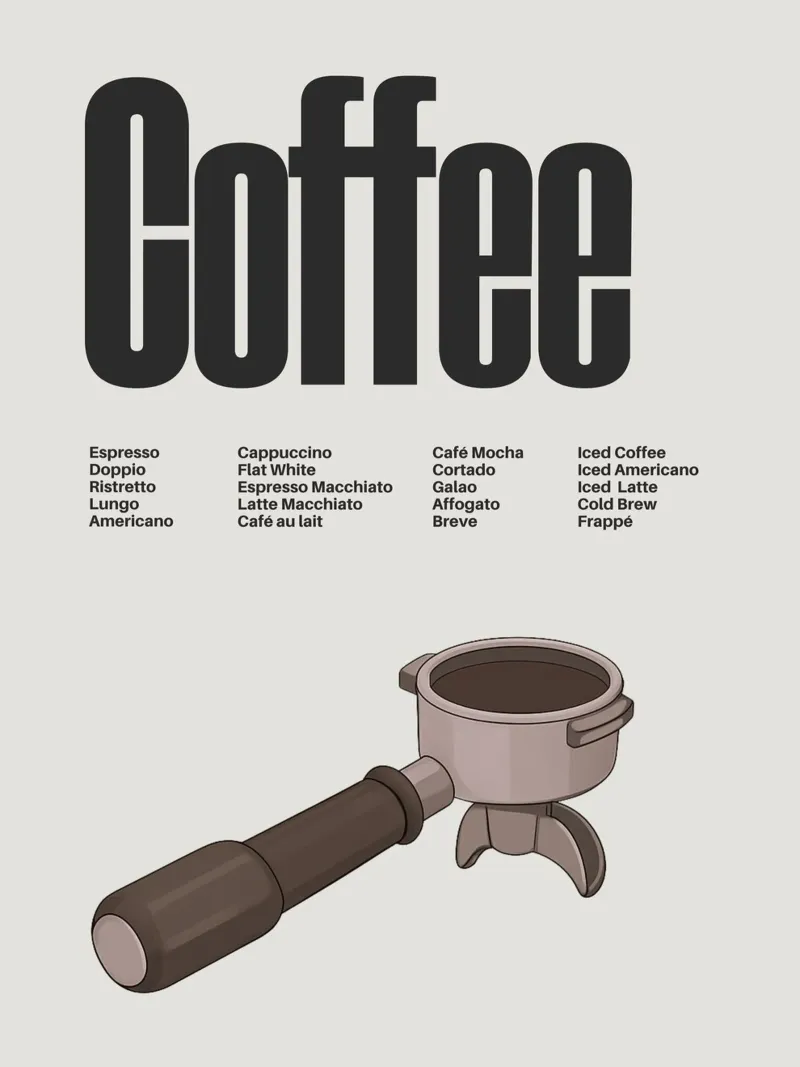 Coffee Variations I poster con telaio in legno da Diesdas Ananas Design