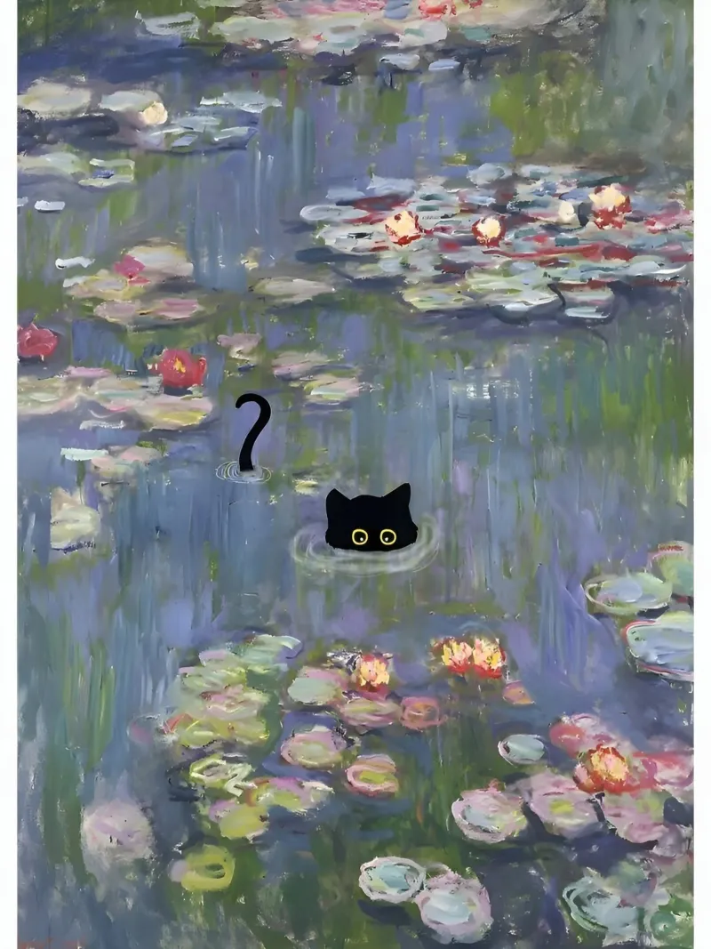 Gatto Monet Ninfea poster da clay bobby