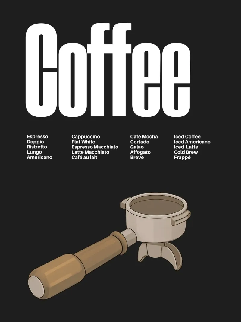 Coffee Variations III poster con telaio in plastica da Diesdas Ananas Design