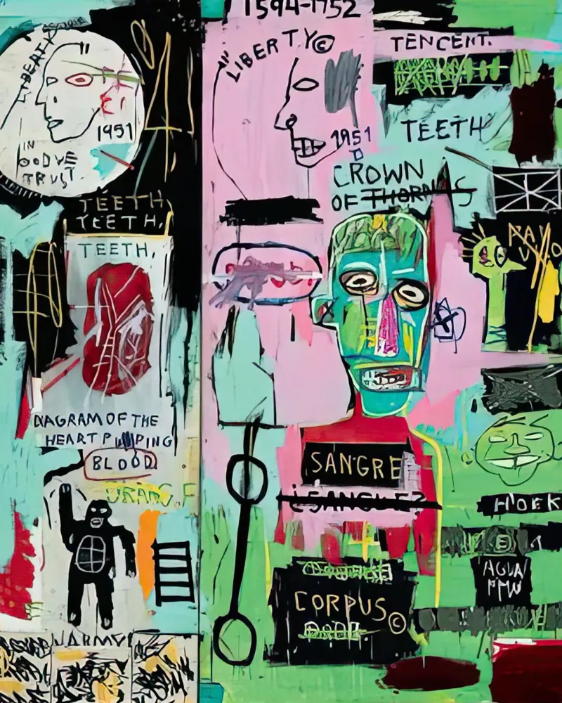 In italiano, 1983 basquiat tela con Cornice a cassetta da mix mate