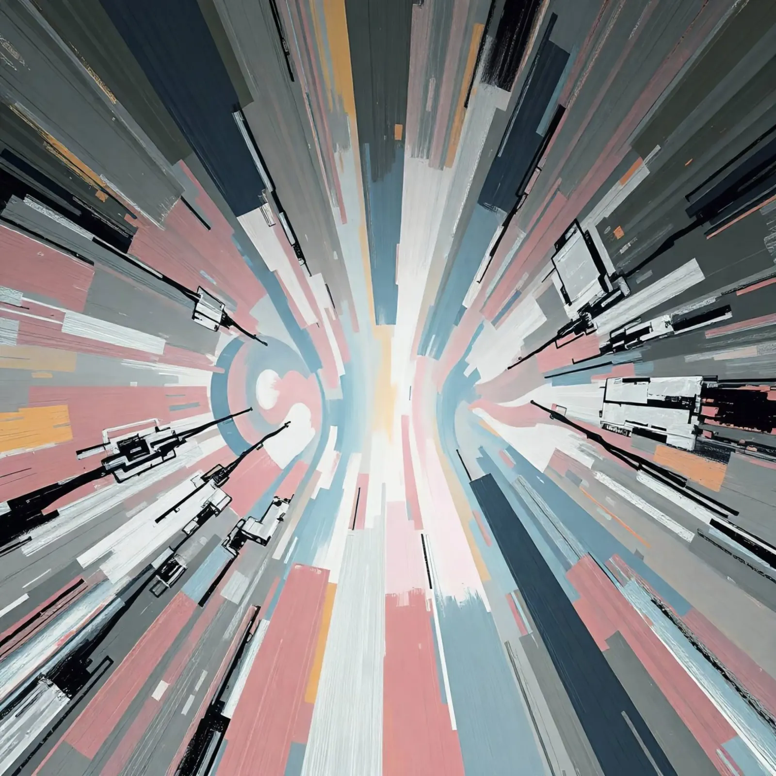 Composizione astratta a linee radiali con luce centrale poster da DesignDoodle