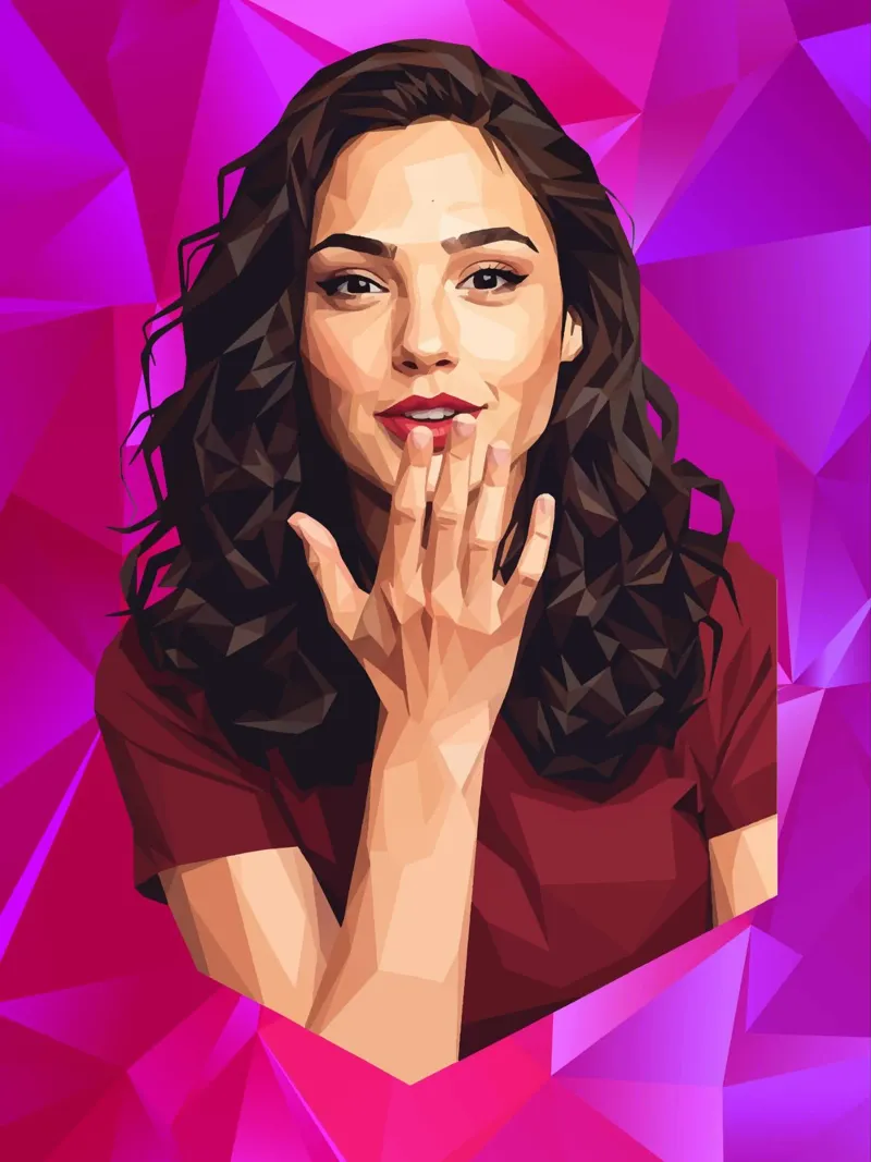 Gal gadot Low poly poster con telaio in legno da Low Profile