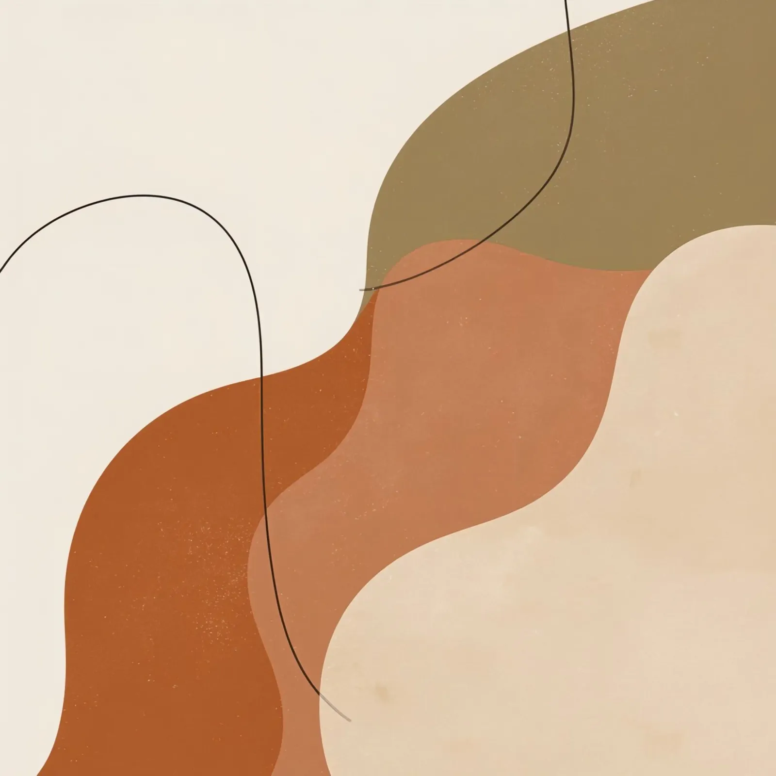 Forme astratte dai toni della terra con linee nere poster con telaio in plastica da DesignDoodle
