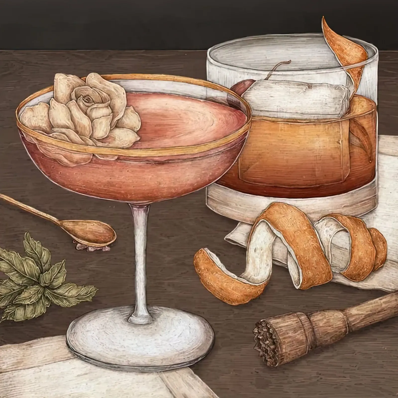Cocktails canvas met Baklijst van Stacey Stubbs