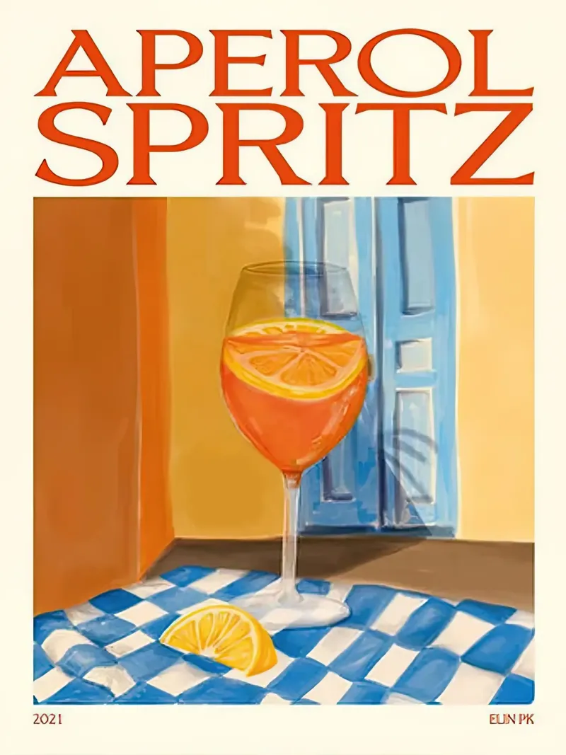 Aperol Spritz Ihooji poster con telaio in alluminio da Stacey Stubbs