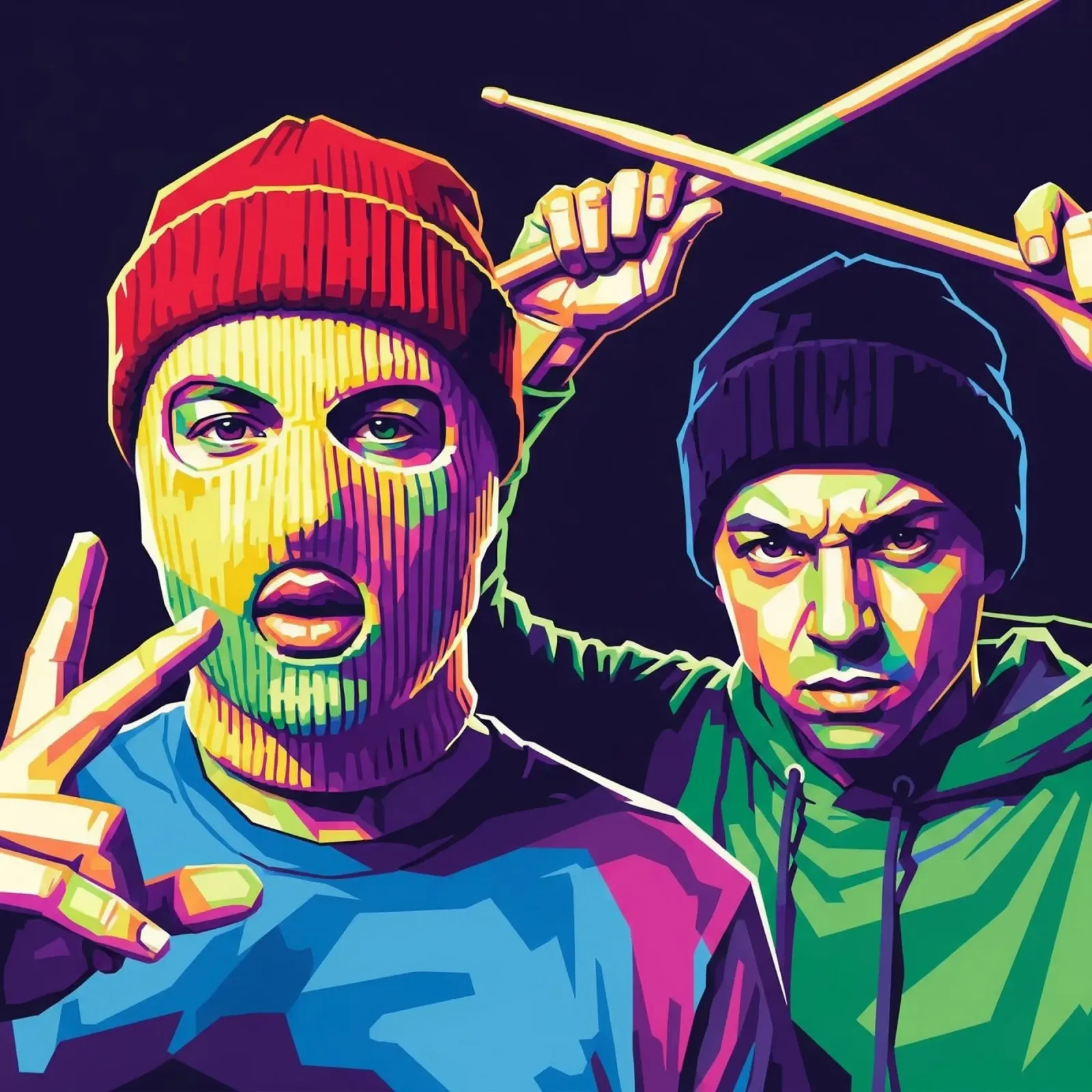 Twenty One Pilots - art #1 canvas with Floater frame by Hantamrata