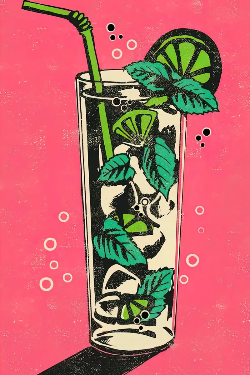 Mojito - Rocket68 poster con telaio in legno da Stacey Stubbs