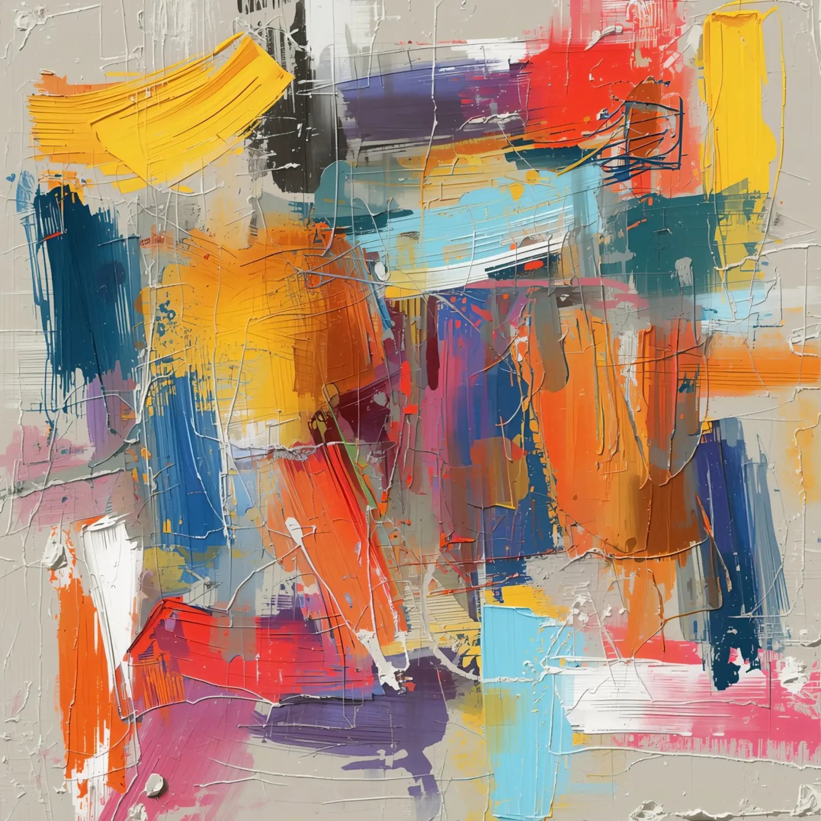 Pittura astratta con pennellate strutturate poster con telaio in alluminio da DesignDoodle