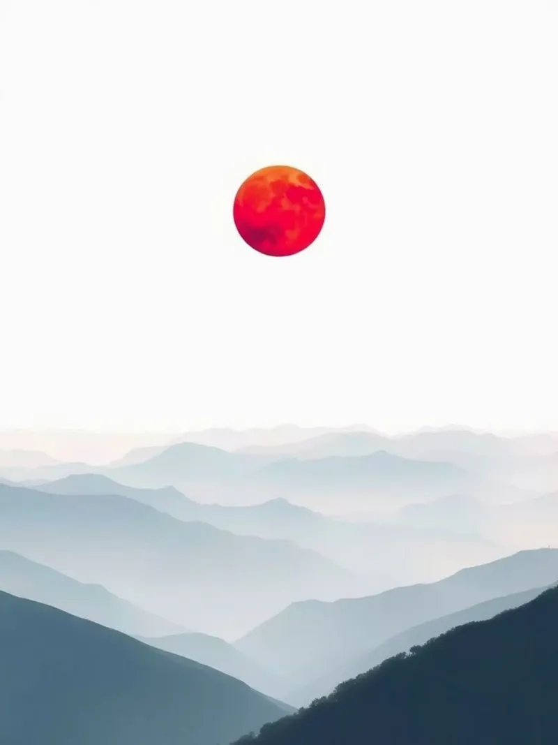 Un globo cremisi su montagne nebbiose: Un sereno omaggio all'Ukiyo-e tela con Cornice a cassetta da Artistic-shop