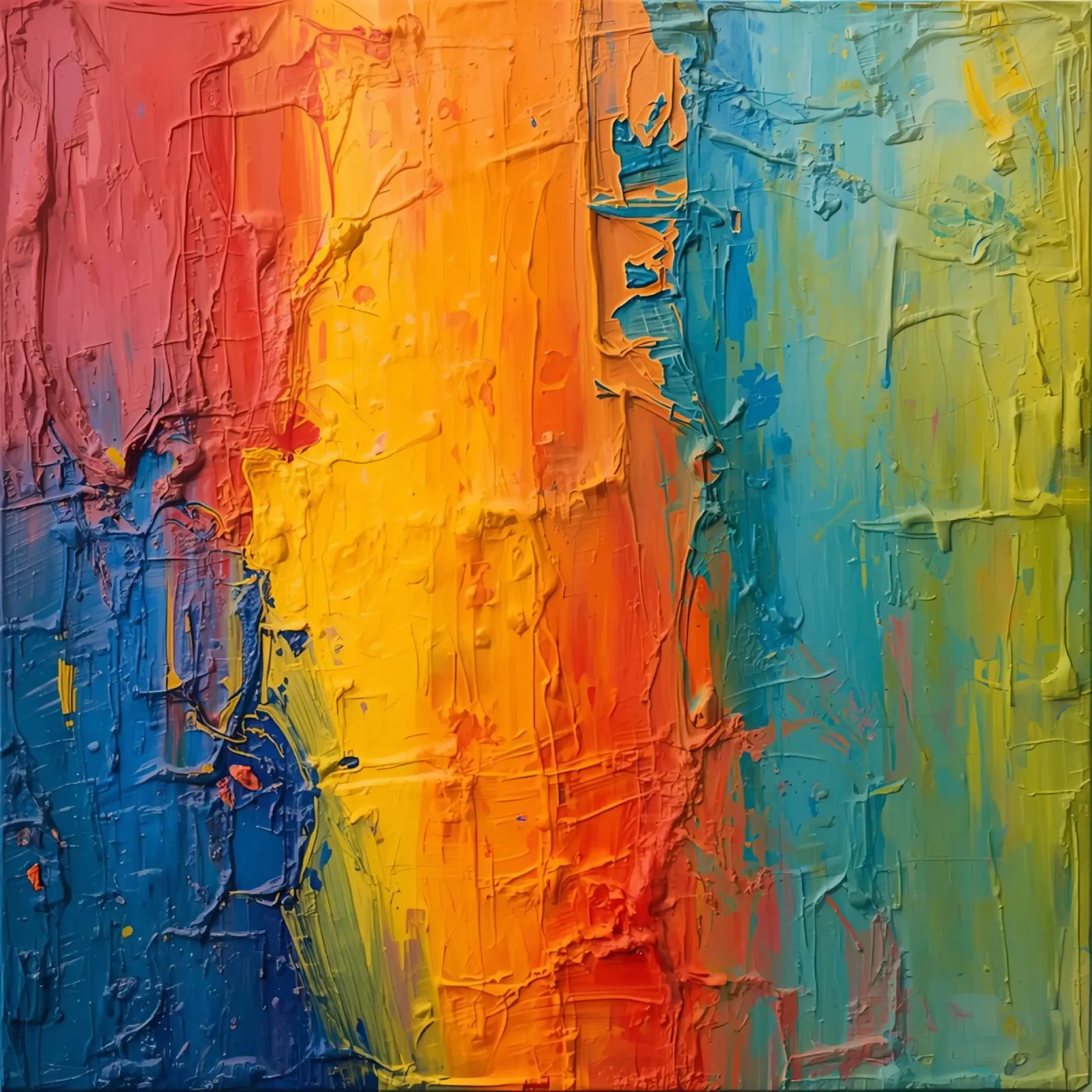 Pittura astratta con vernice colorata e strutturata poster con telaio in alluminio da DesignDoodle