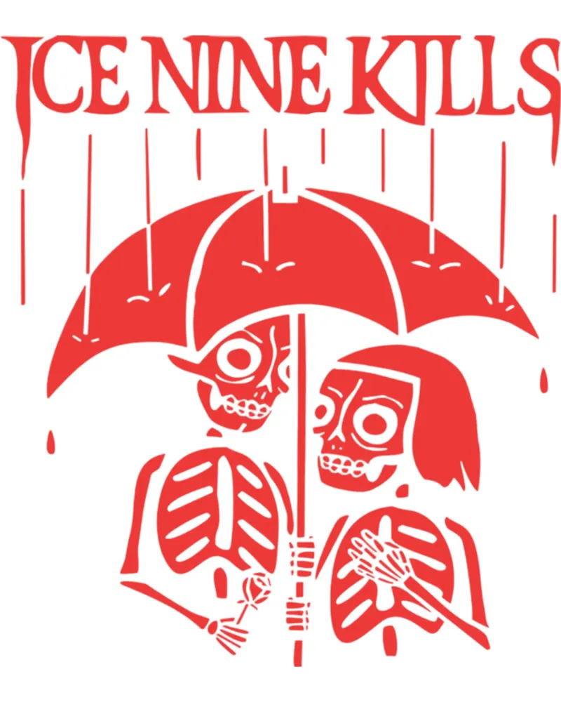 Maglietta Skeleton Under Rain Ice Nine Kills poster con telaio in alluminio da igoshartwrks